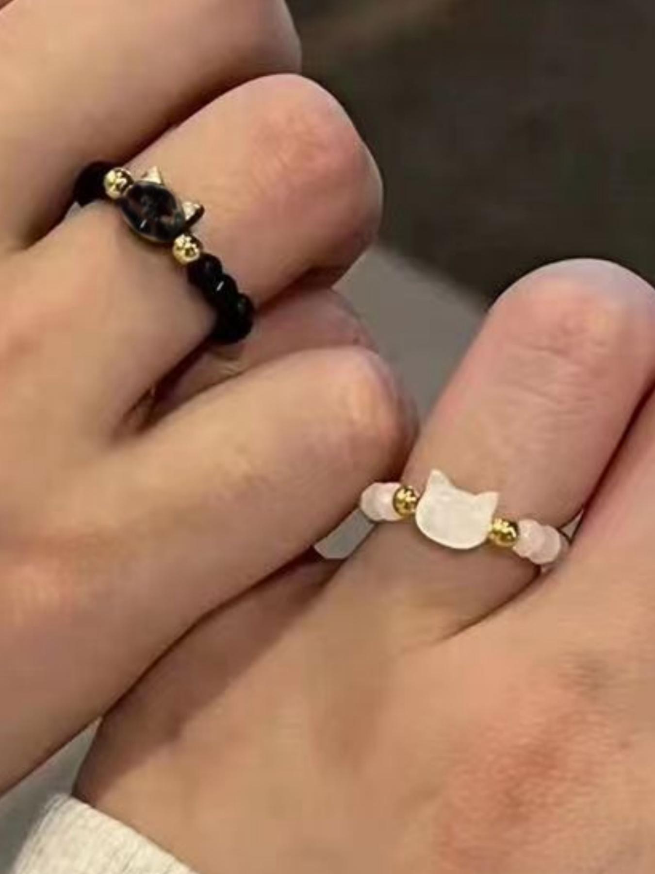 Cute Cat Design Ring, Fashion Rings, Dainty Stacking Rings, Fashion Stackable Ring for Women & Girls, Trendy All-match & Exquisite Jewelry for Birthday Gift