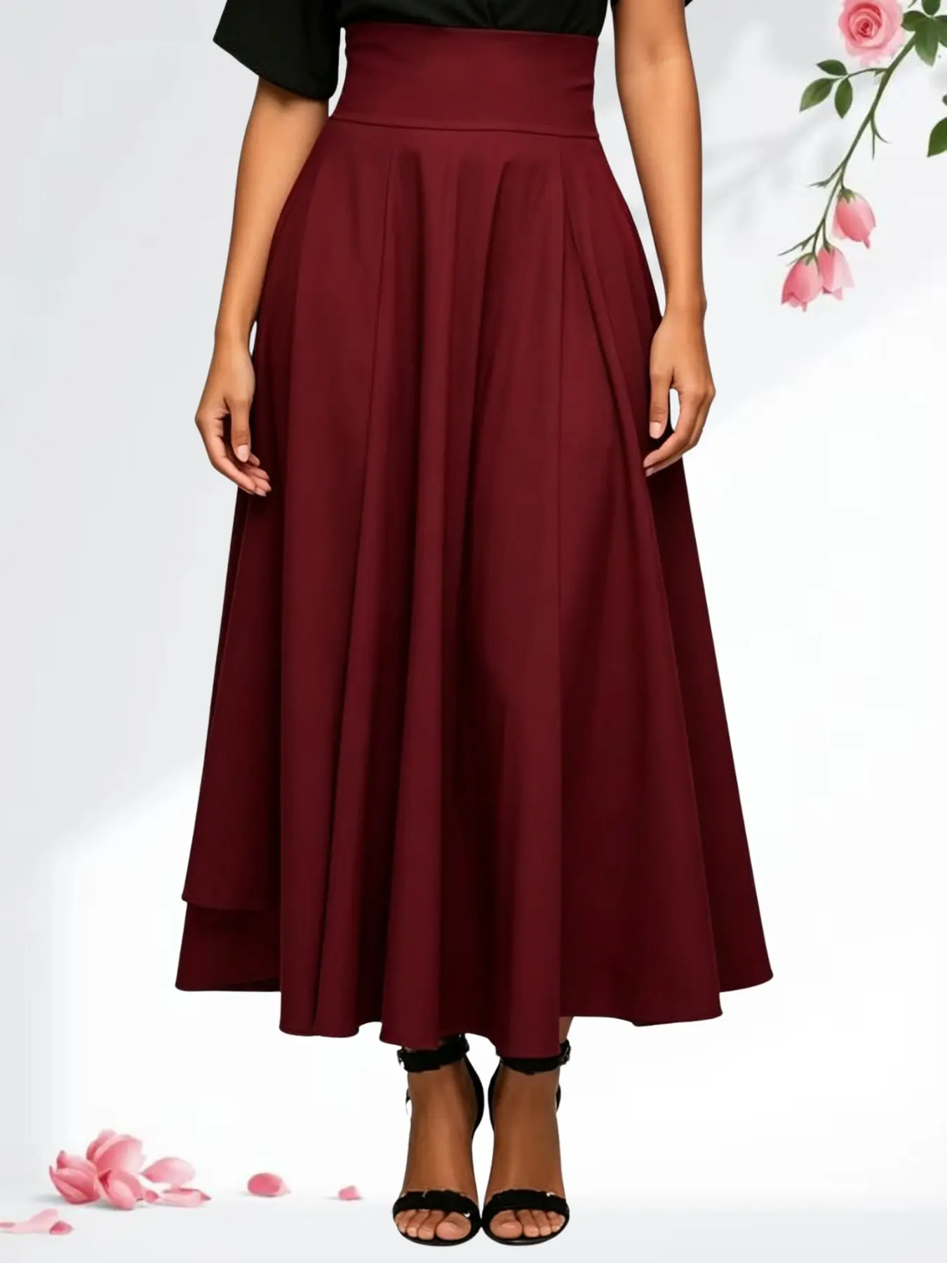 New Solid High Waist Midi Skirt, Elegant A-Line Design with Bow and Pocket, Casual All-Season Dress for Office and Dates