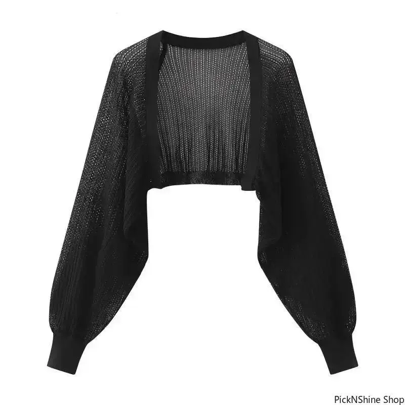 Suspender Skirt,women's French Ice Silk Knitted Sun-proof 1-piece Cardigan Set - Basic,casual Long-sleeve Clothes Including Thin Summer Jacket,waistcoat,shawl,cardigan for Daily Wear,breezy Breathable Matching Outfit Chic Parisian Ootd