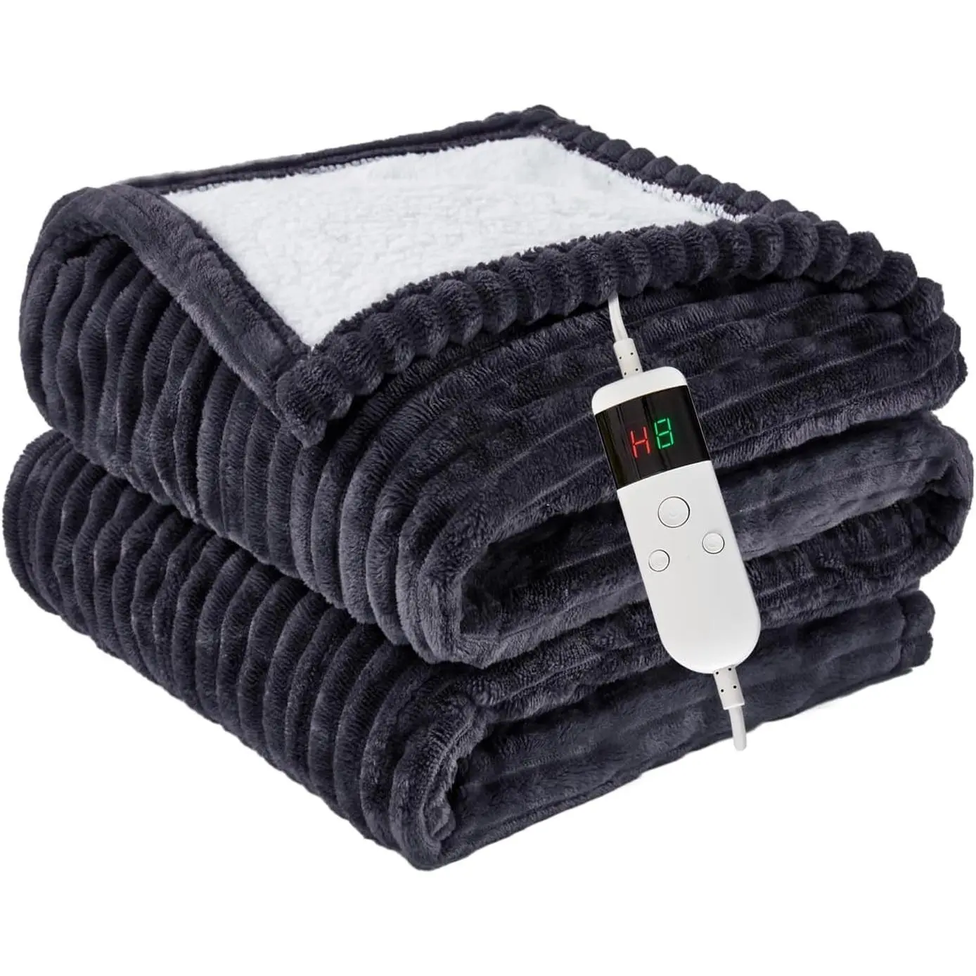 Electric Heated Throw Blanket with 10 Fast Heating Levels, 8 Hours Auto Off, Soft Flannel & Sherpa, Machine Washable, Overheating ProtectionGift
