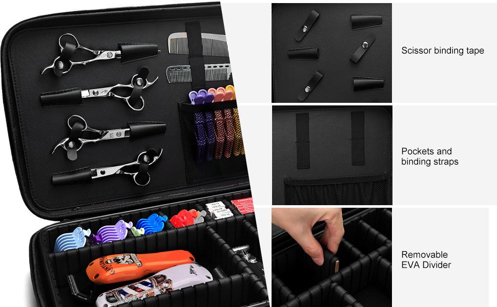 THE WELL KEPT Barber Carrying Case, Stylist Tool Box-Professional Salon Hair Cutting Grooming Kit Storage Organizer for Clippers, Scissors, Barber Supplies (Large)