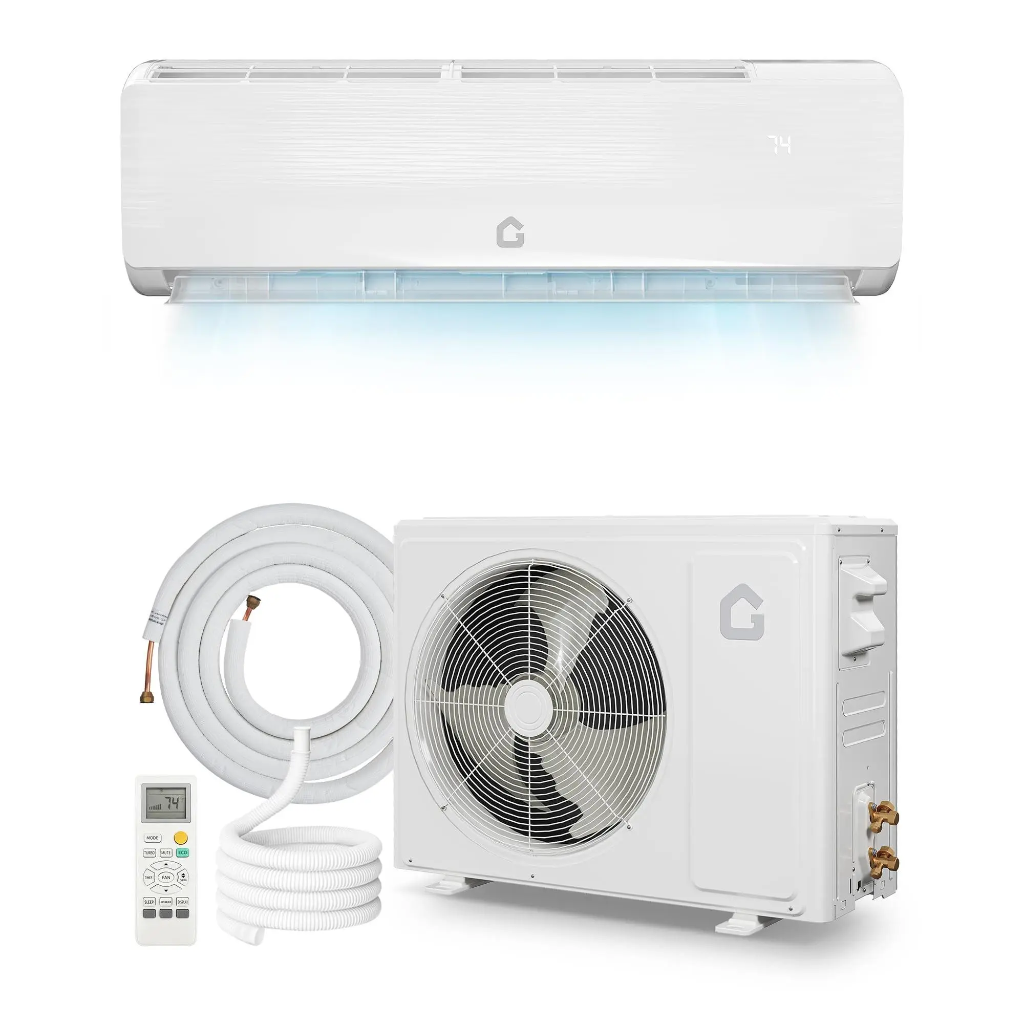 OP-12000 BTU，4-IN-1 YEAR-ROUND COMFORT， Mini Split Air Conditioner - 19 SEER2 Ductless Inverter AC with 115V, Cools Up to 750 Sq. Ft, Built-in Heat Pump System, White