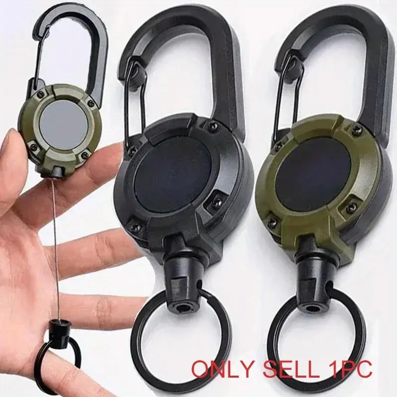2-Pack Heavy Duty Carabiners - Multi-Function Climbing Carabiner Tactical Clips with 20-inch Retractable Steel Cable, Two Colors, Unisex for Hiking, Camping & Mountaineering