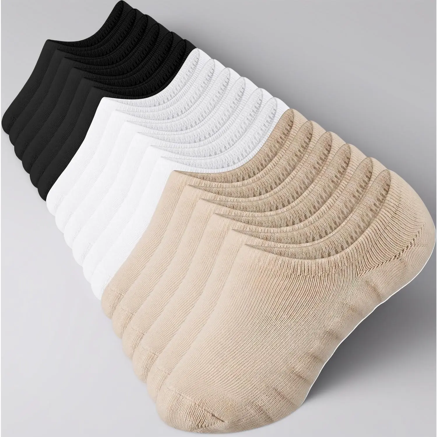 9 Pairs Diabetic No Show Liner Socks for Men - Padded, Plus Size, Non-Binding, Anti-Slip with Silicone Heel Grips, Diabetes Care for Neuropathy Feet (Skin Tone, White, Black)