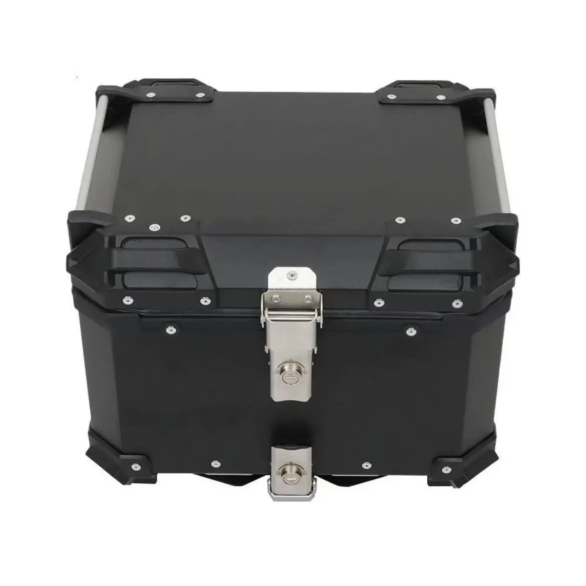 55L motorcycle trunk waterproof luggage scooter trunk storage box, black silver