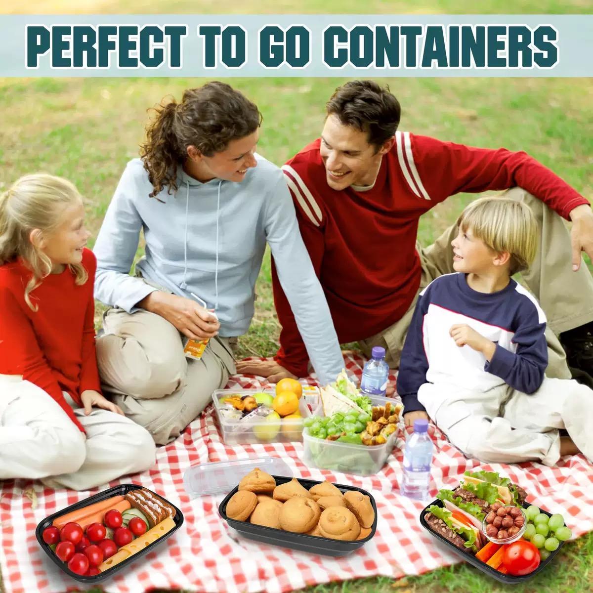 50-Pack Leak-Proof Rectangular Bento Boxes with Lids, Reusable Plastic Food Storage Containers, Stackable Design, Easy Kitchen Organization, Food Storage Set, Reusable Snack Containers