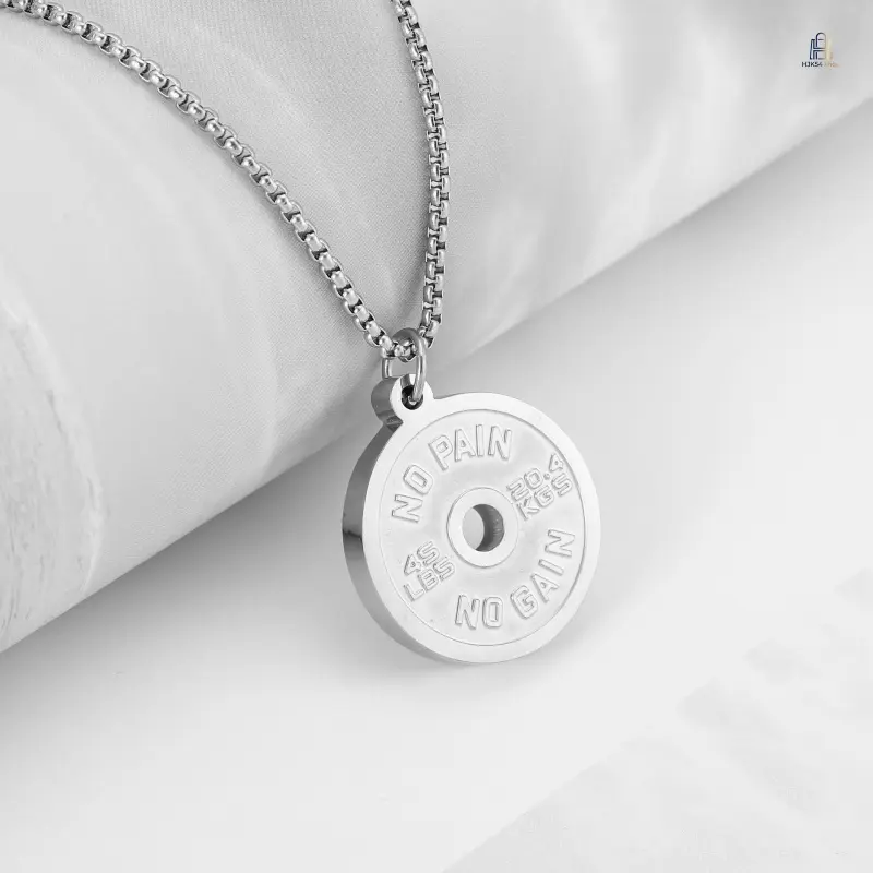 Unisex Stainless Steel Barbell Shape Pendant Necklace - Inspirational Sport Fitness Gym Jewelry, Titanium Steel Fashion Daily Wear Gift