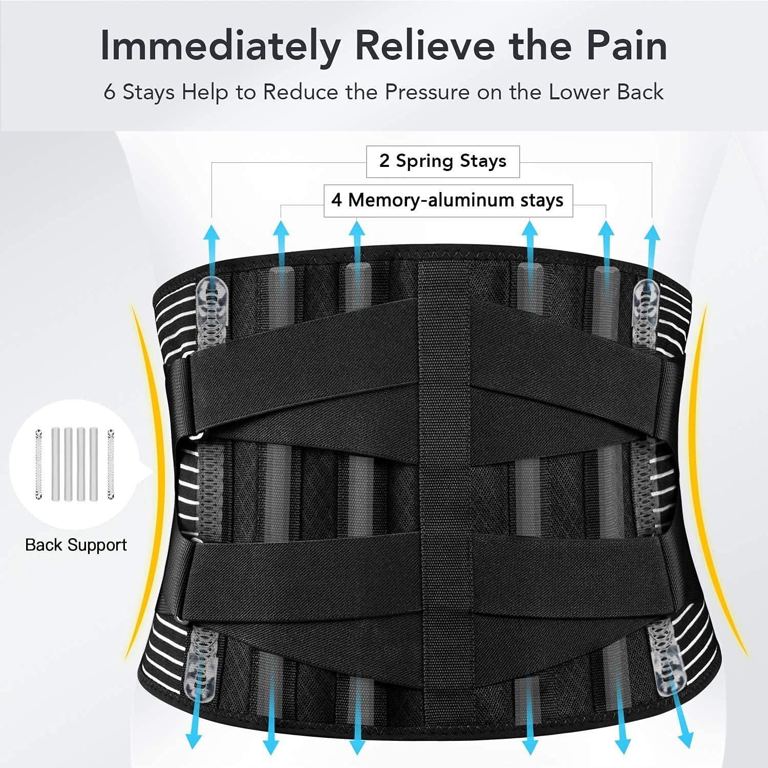 Back Braces for Lower Back Waist Belt with 6 Stays Breathable Lumar Belt for Men Women Work Waist Girdle Support Healthcare