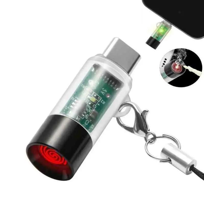 Portable Small Size USB-C Powered Flameless Electric Lighter - Waterproof, Windproof, Gas-Free, No Built-In Battery for Outdoor Boating Water Sports (Connects to Mobile Phone Charging Port), Water Proof