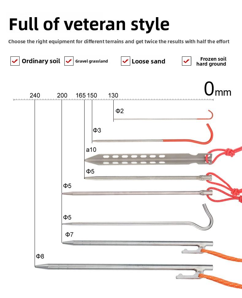 Titanium Tent Pegs Outdoor Camping Ground Nails for Sand & Gravel Terrains Heavy Duty Tent Stakes