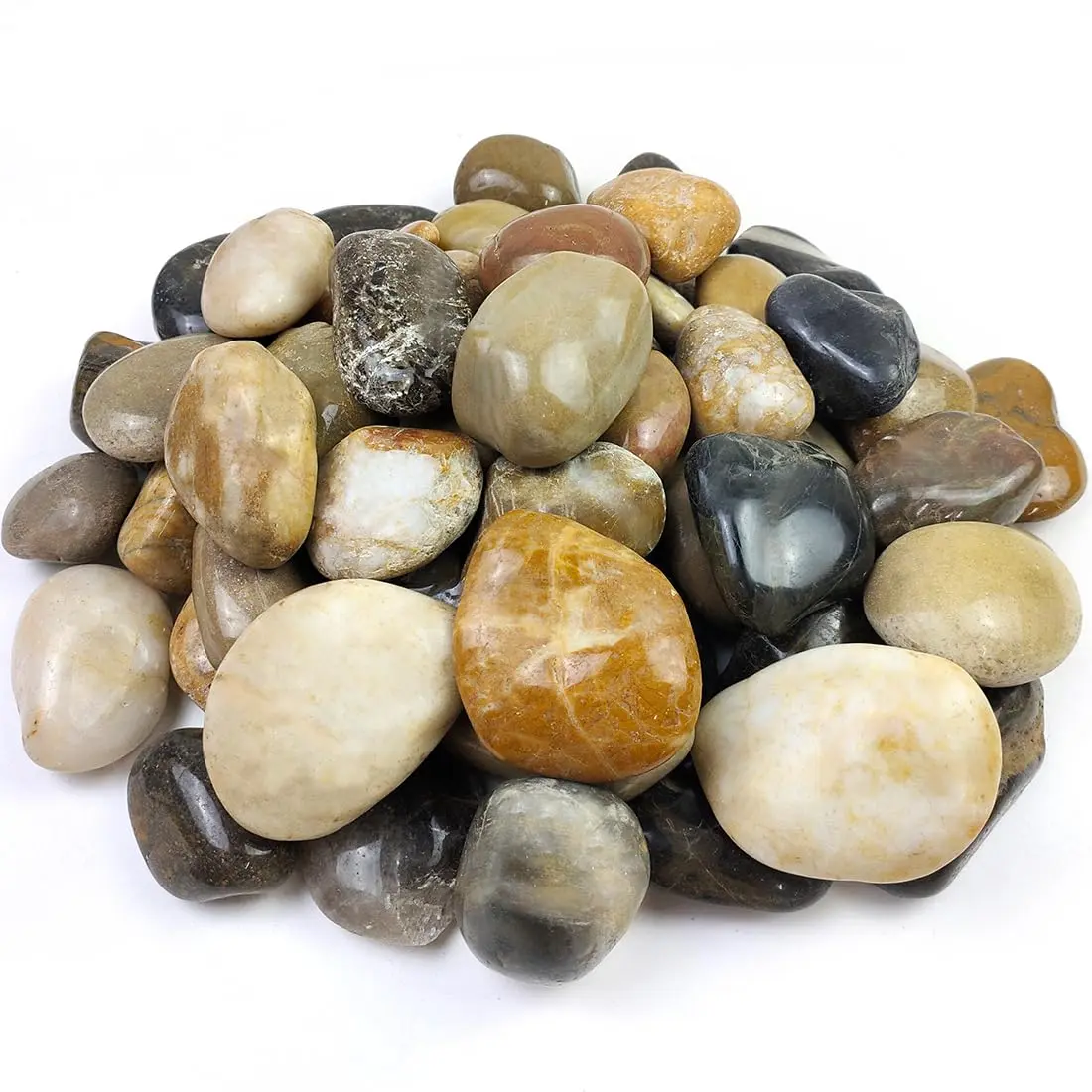 20lbs Large River Rocks for Landscaping, 3-4"  Color  | for Garden Design, Hand-Picked Smooth Stones for Fish , Flower Pots, Indoor Water Fountains, Pathways, Backyard
