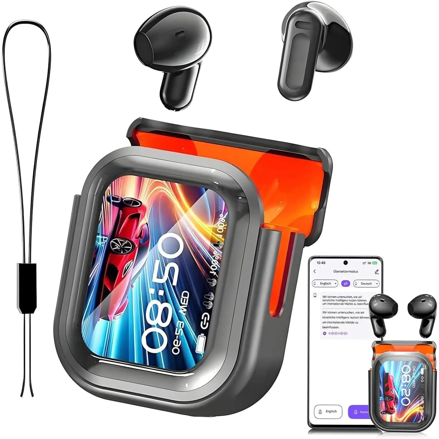 NE20 AI Translation Earbuds Real Time 135 Languages Translator Ear Buds Audifonos Traductores Inglés Español Wireless Earphones Bluetooth 6.0 Headphones for Travel Business Meeting LearningGift.