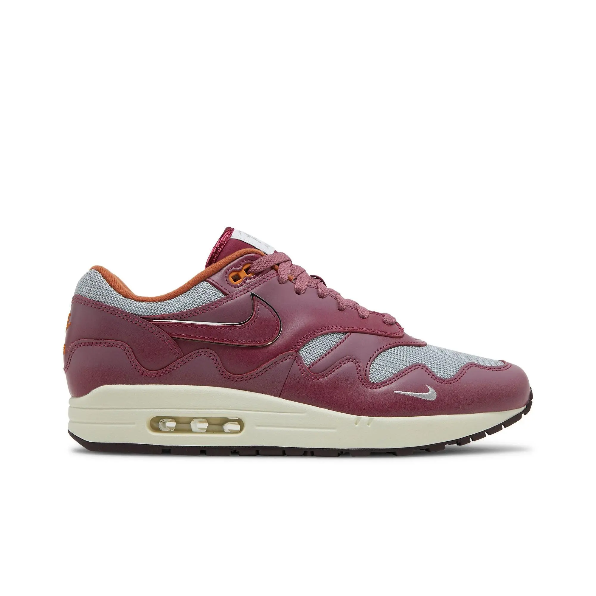 Patta x Nike Air Max 1 'Rush Maroon' (Unisex) Metallic Silver/Rush Maroon running shoes DO9549 001