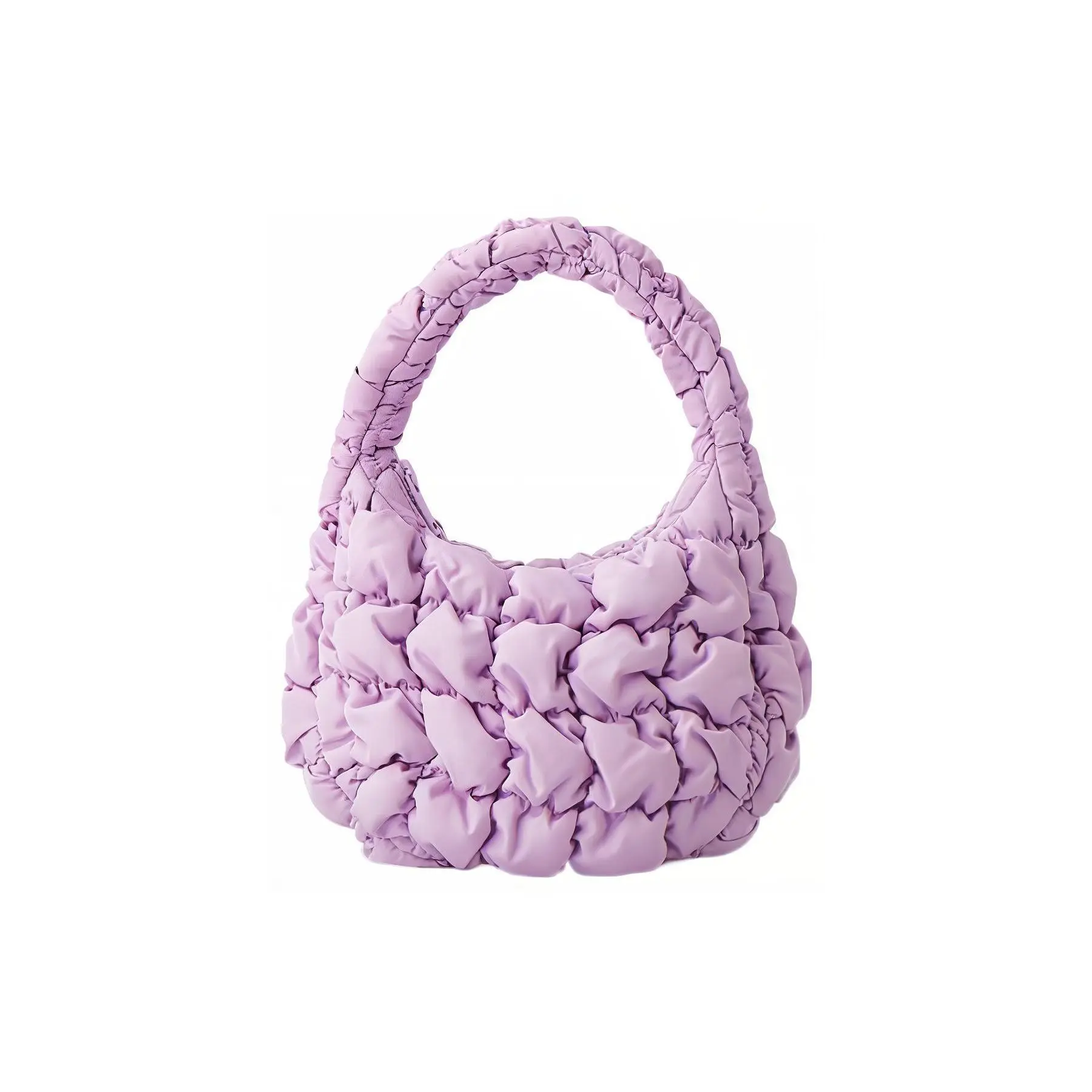 COS Quilted Texture Zip-Top Cloud Clutch Handbag for Women, Lilac