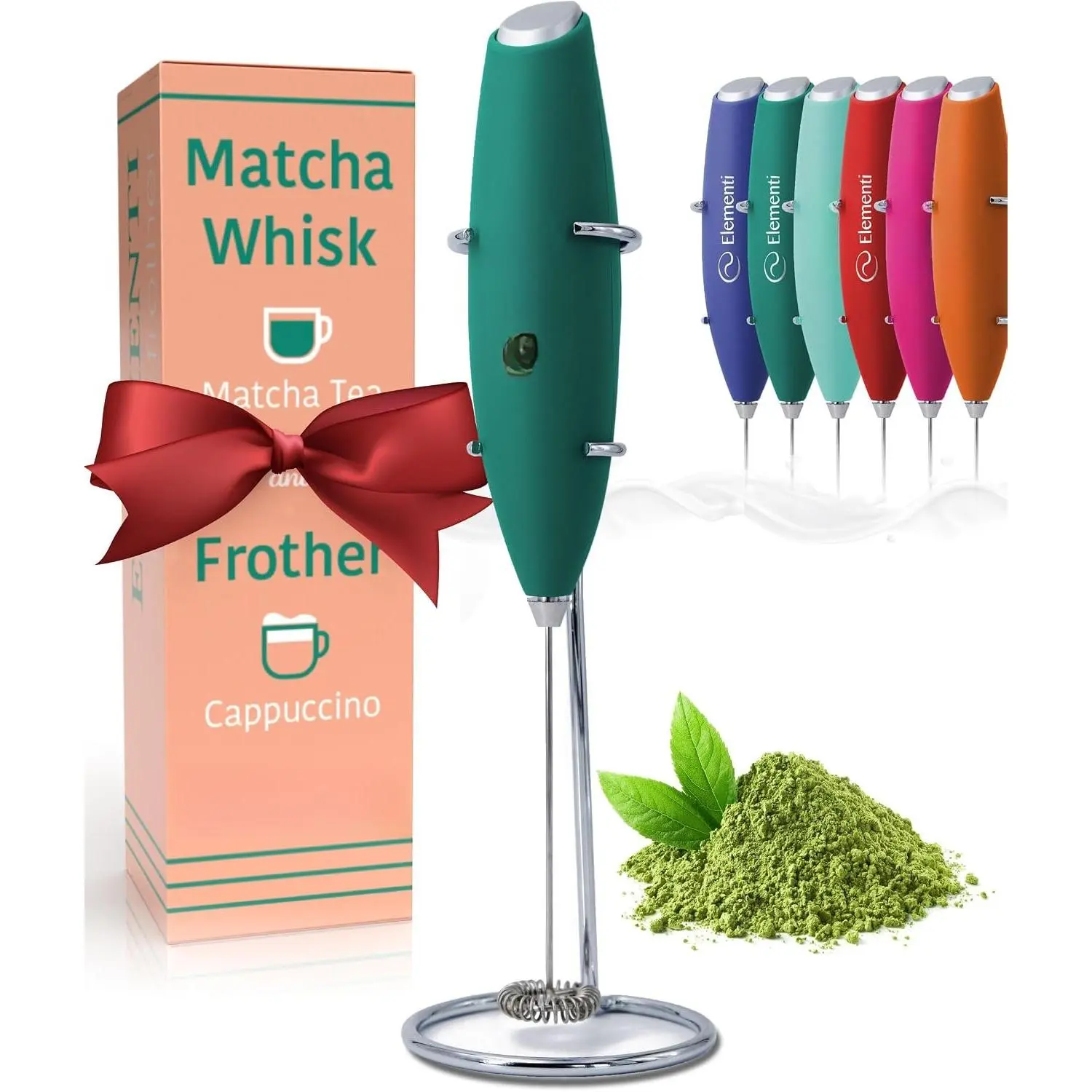 Matcha Whisk & Frother Set -  Electric Matcha Mixer for , Easy to Use Electric Whisk Kit - Craft Effortless Lattes with the  Milk Frother Wand & Wisk ( Green)