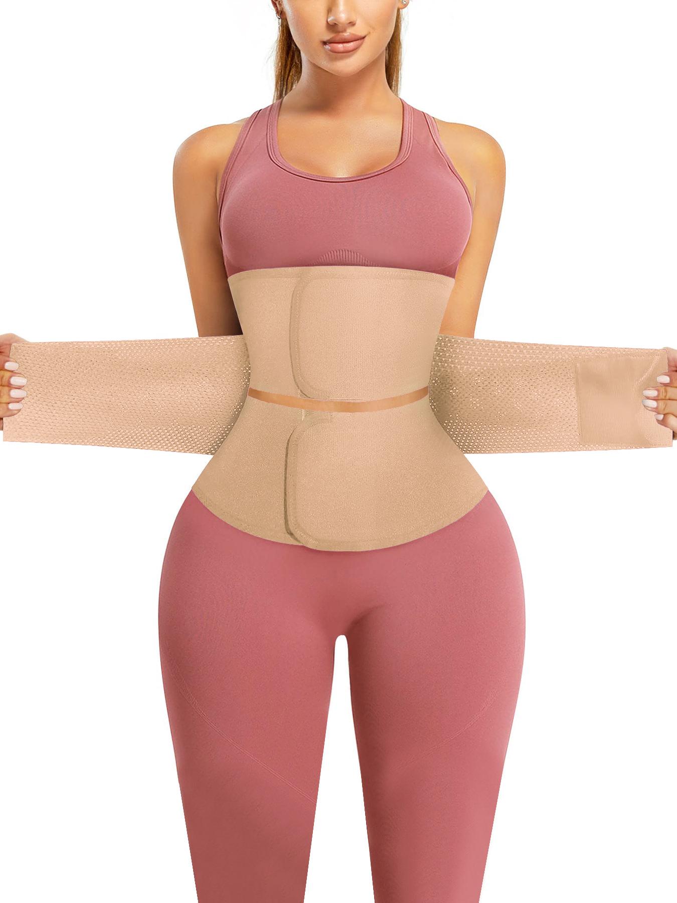 Women's Solid Color Double-layer Velcro Closure Latex Waist Trainer, High Stretch Waist Cincher, Tummy Control Shaper, Waist Trainer for Women, Shapewear