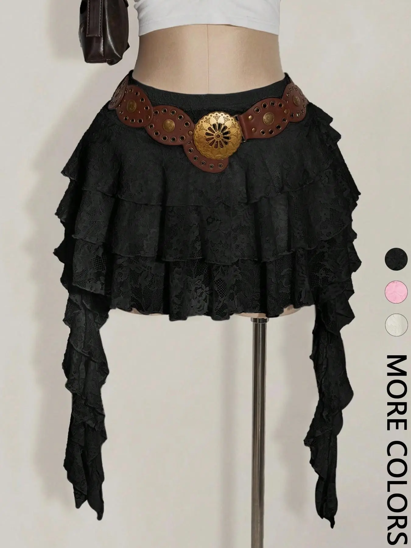 Women's Lace Ruffle Mini Skirt with Built-In Liner Shorts, Casual Sexy Summer Wear for Music Festivals, Back-to-School & Vacation
