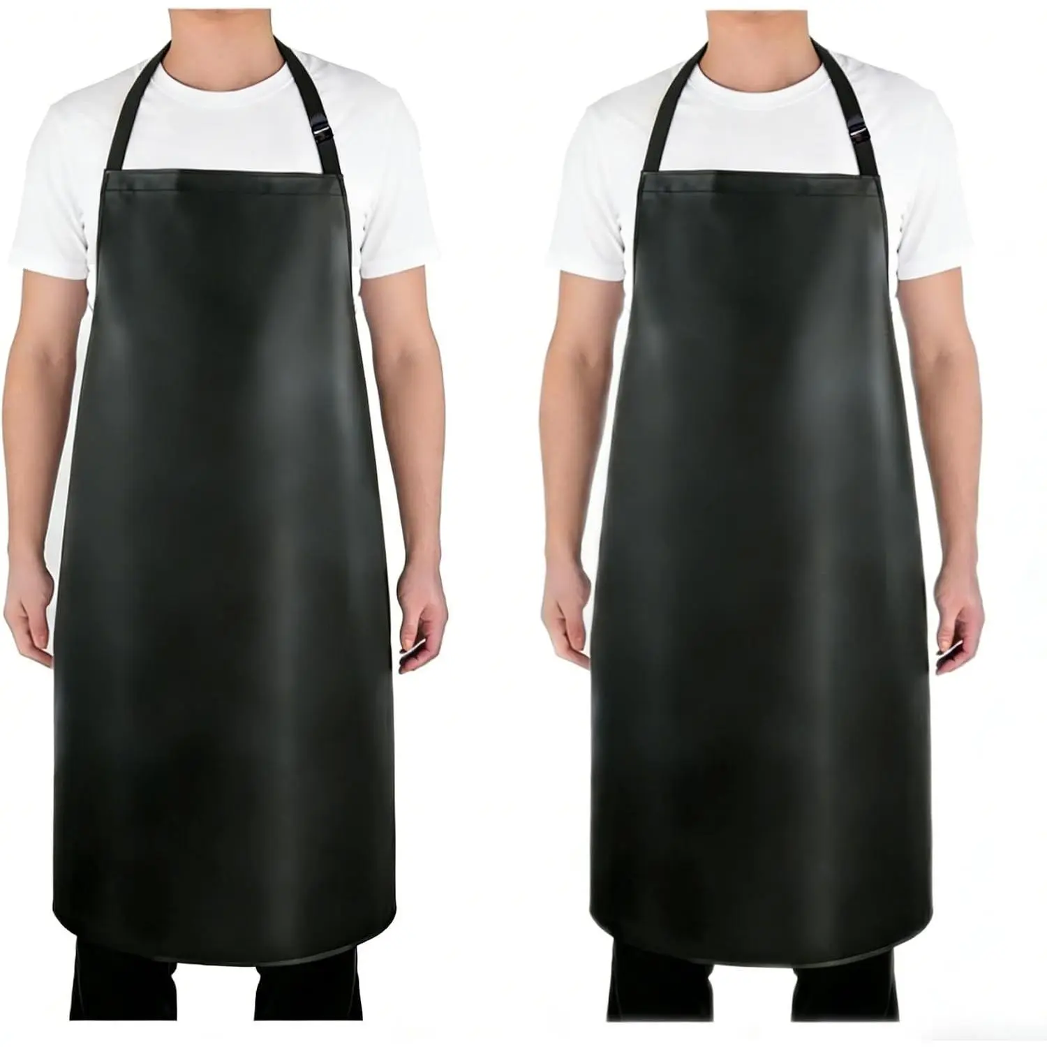 2 Pcs Waterproof Aprons – 39.3"x25.6" Lightweight PVC, Oil/Chemical Resistant, Extra Long Adjustable Bib Unisex for Dishwashing, Kitchen, Lab, Butcher, Dog Grooming, Painting, Gardening.