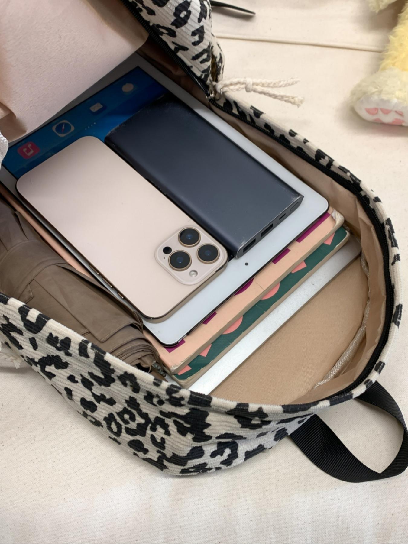 Fashion Leopard Pattern Backpack, Casual Large Capacity Backpack for Women, Lightweight Casual Commuting Bag for Daily Used, Casual Printed Backpack, Casual Daypack