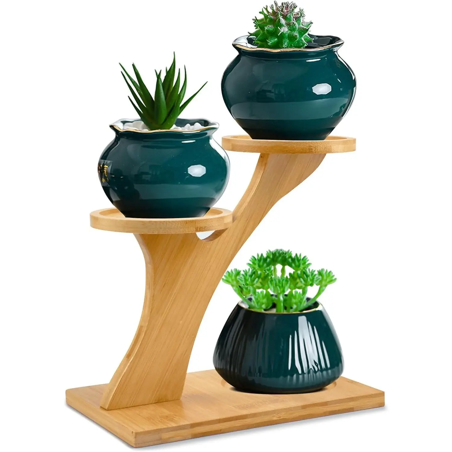 Modern 3-Tier Indoor Succulent Tabletop Shelf - 7x4.2x6.7" Plant Display Holder for Living Room, Office | Home Improvement Garden Planter Accessory (1 Count)
