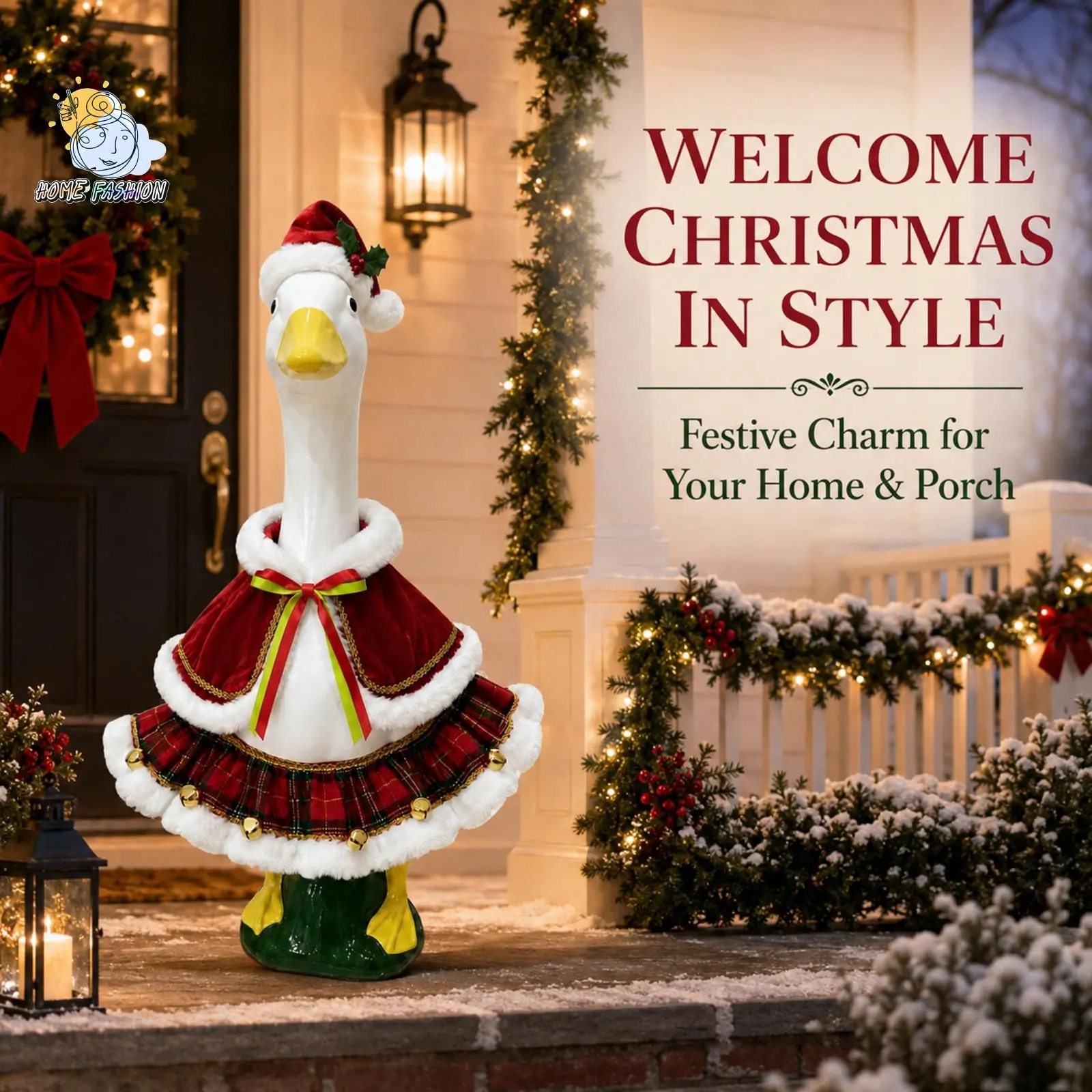 hristmas Festive Resin With Santa Hat Velvet Cape Tartan Plaid Bell Skirt Indoor Outdoor Figurine Xmas Porch Entryway Patio Farmhouse Home Tabletop Holiday Decor Ornament