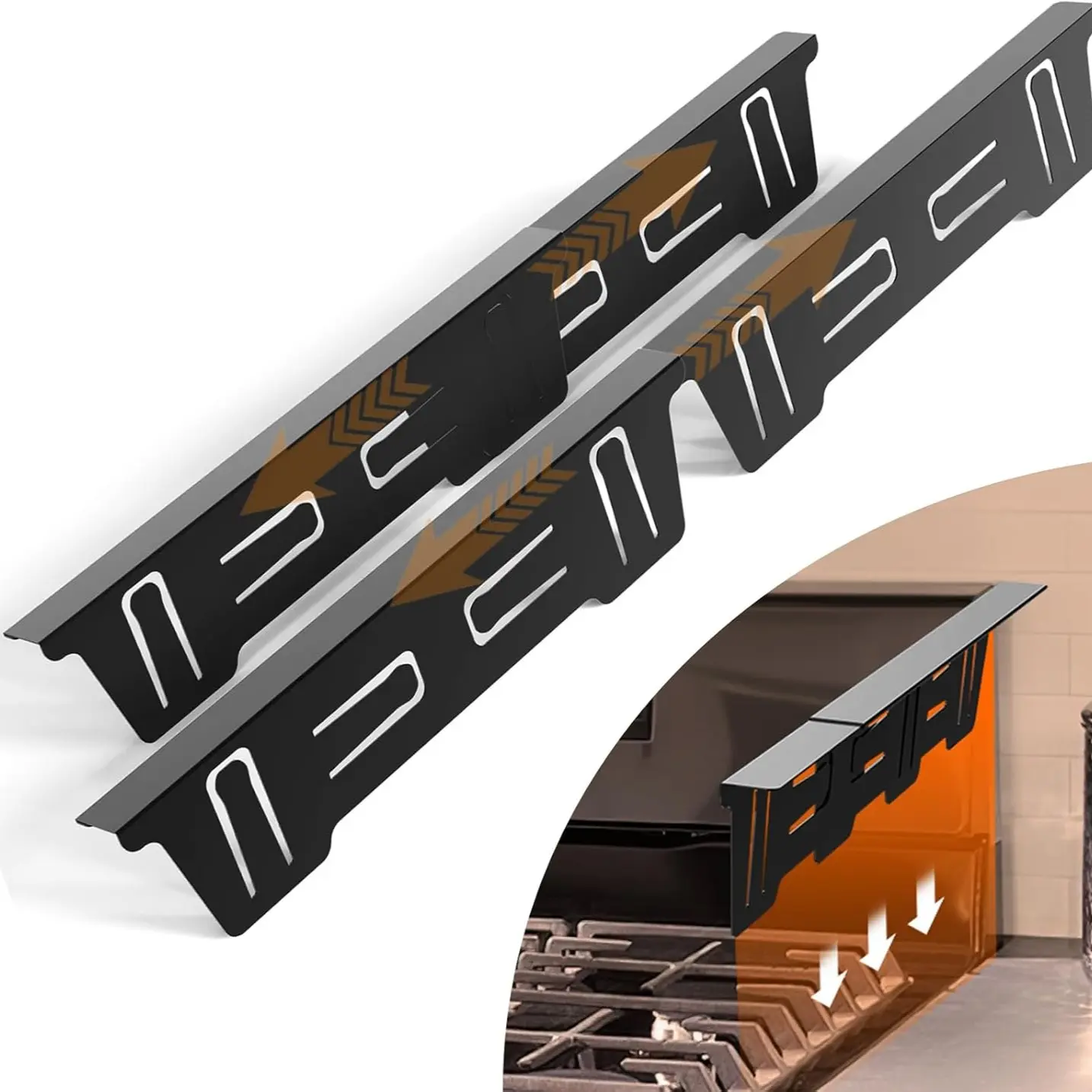 Stainless Steel Stove Gap Cover, Heat Resistant Stove Protector, Adjustable 13.8-27.6 Inches, 2 Pieces, Easy to Install, Decorative Kit