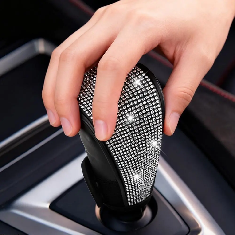 1Pc Luxury Bling Crystal Rhinestone Gear Shift Knob Cover Universal Slip-on Fit for Automatic & Manual Cars Sparkly Car Interior Accessory for Women, Multi-Car