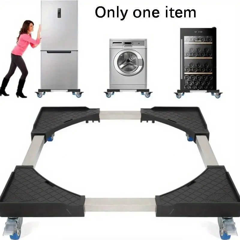 1 piece refrigerator stand, furniture trolley, adjustable refrigerator roller support. Household trolley with lockable rotating wheels. Washing machine and dryer stand.