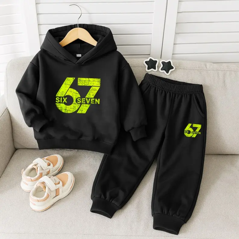 Toddler Boys' 2-Piece Casual Hoodie & Jogger Pants Set - Thick Fabric, Tapered Fit, Soft Warm Clothes for School, Playground, Daily Activities