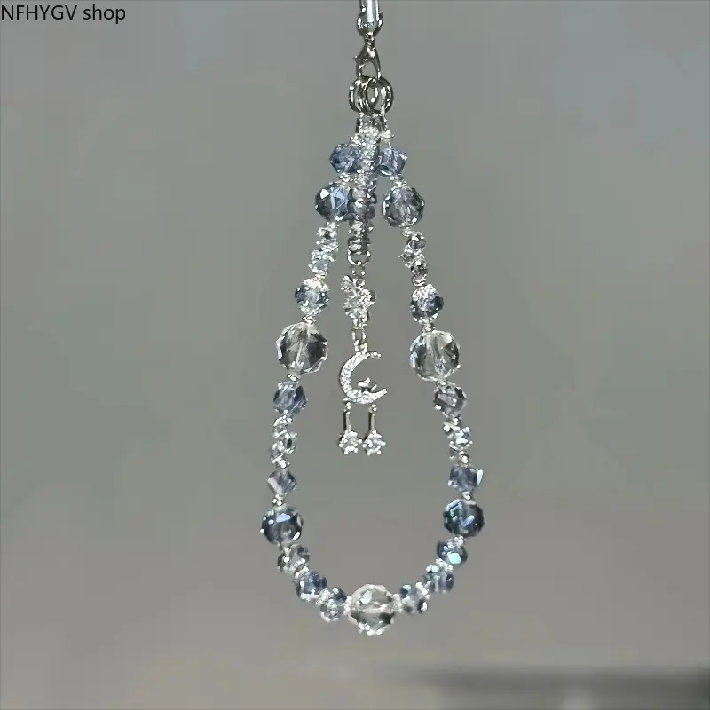 Cellphone Accessory Phone Charm, 1pc Dazzling Rhinestone Crystal Beaded Lanyard Chain, Flash Luxury CCD Camera Strap, Shiny Decorative Ornament For Smartphone, Sweet Birthday And Holiday Gift Suitable For Her Daily Matching