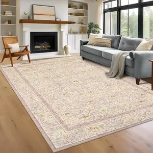 Large Area Rug Washable Rug for Living Room Non Slip Low Pile Soft Rug Stain Resistant Carpet for Home Decor