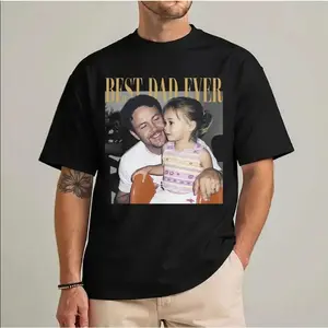 Custom Photo Best Dad Ever Shirt, Personalized Father T-Shirt, Upload Your Picture for Dad, Fathers Day Gift Tee, Custom Dad Graphic Tee for Men Women, Family Memory Shirt