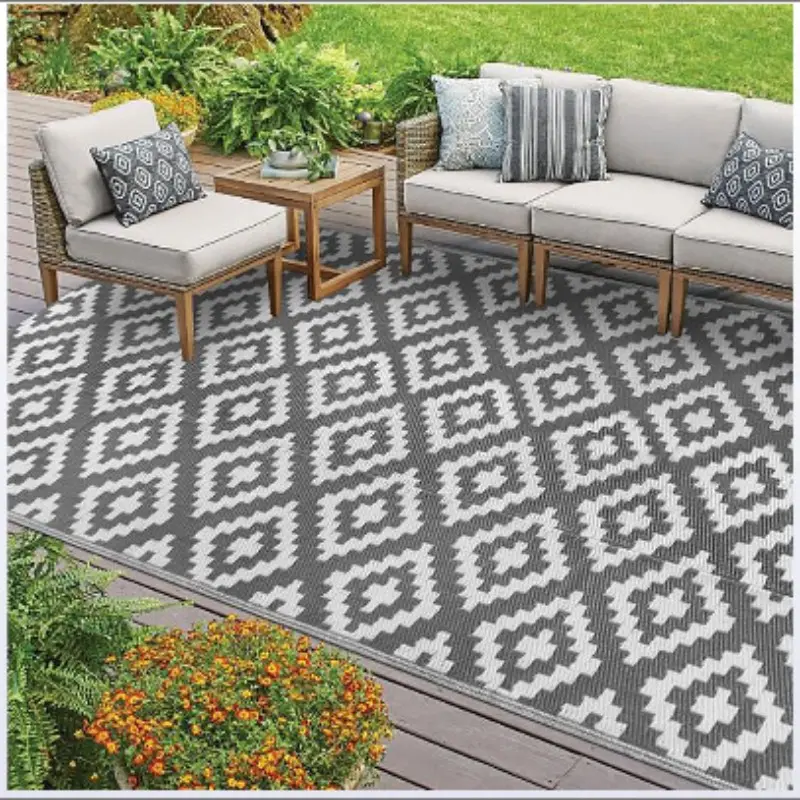 Waterproof Outdoor Carpet 120x180cm, Plastic Double-Sided Rug, Flatweave Area Rug, Modern Area Mat, Large Floor Pad for RV, Patio, Backyard, Picnic, Beach, Camping