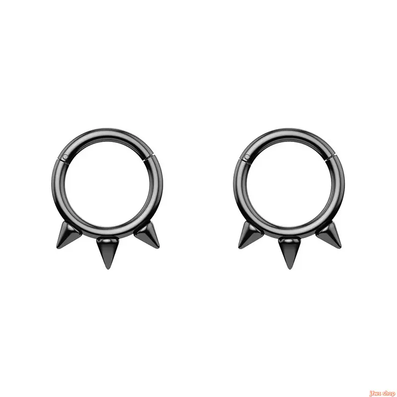 2026 New 316L Stainless Steel Seamless Hoop Earring Nose Ring with Pointed Spiked Design Cubic Zirconia Bling Body Piercing Jewelry for Men Women Hypoallergenic Daily Wear Party Club Accessory Gift US Design homeessentials