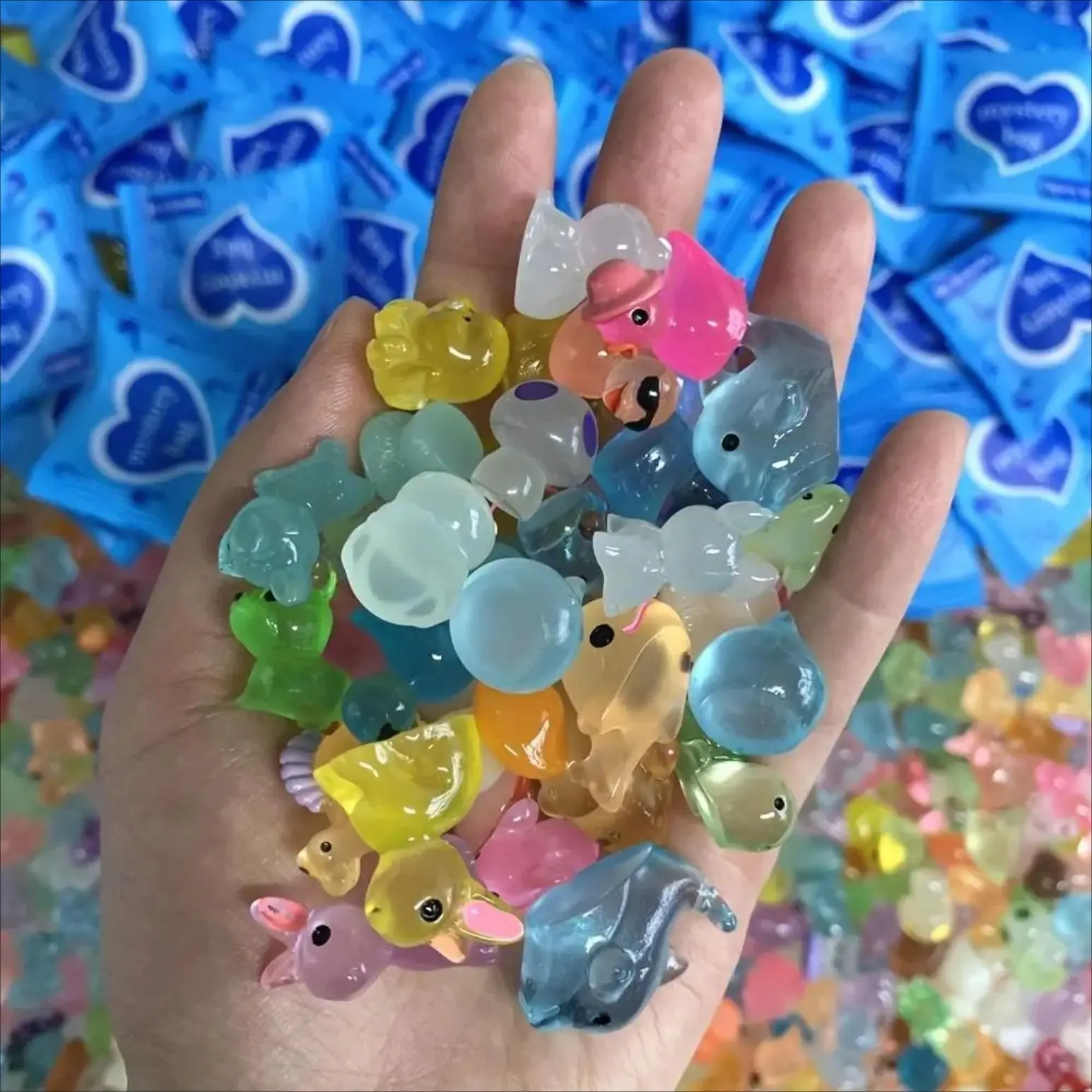 Mini Glow In The Dark Animal Resin Figurines, Cute Collectible Sculptures, Surprise Mystery Bag Ornaments for Fairy Garden Dollhouse Decor, Birthday Party DIY Craft Gifts