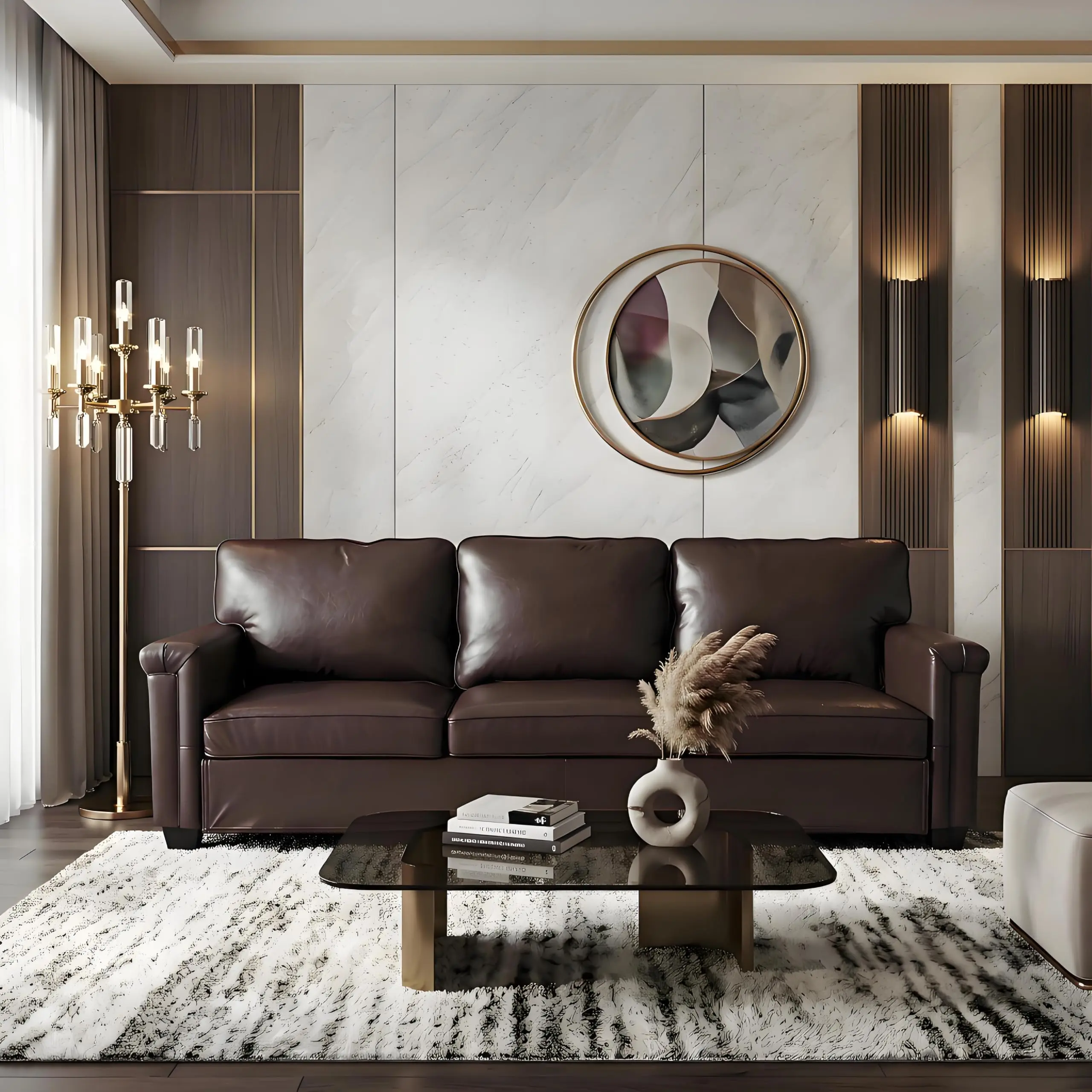 87.8" Faux Leather Chesterfield Sofa, Modern 3-Seater Couch with Deep Seat & Removable Cushions for Living Room, Office