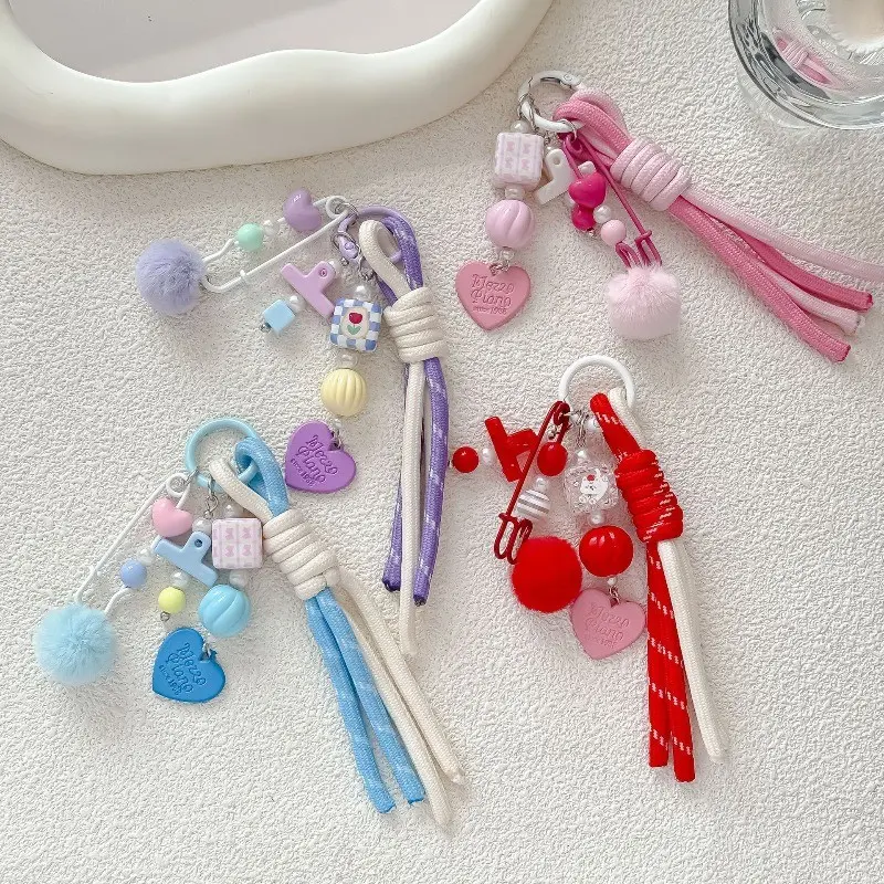 4pcs Ball Bag Charm, Hand-Woven Heart Keychain, Cute and Versatile Bag Accessory, CCD Camera Pendant, Gift for Friends Ccd Camera Pendant, Perfect Gift for Friends, Unique Handcrafted Accessory, Kawaii Charms