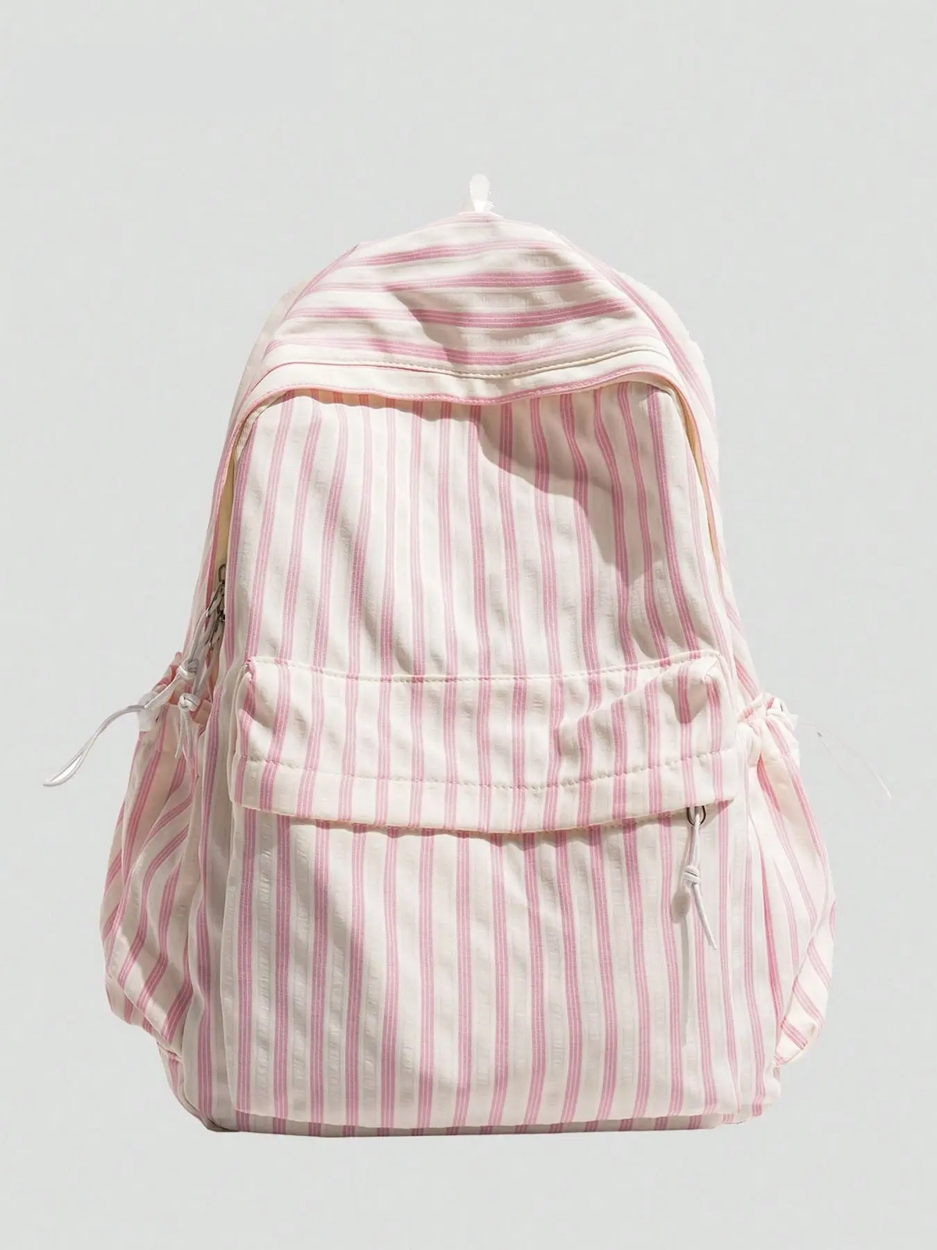 Aesthetic Vertical Stripe Backpack Casual Daypack Soft Fabric Large Capacity Student School Rucksack