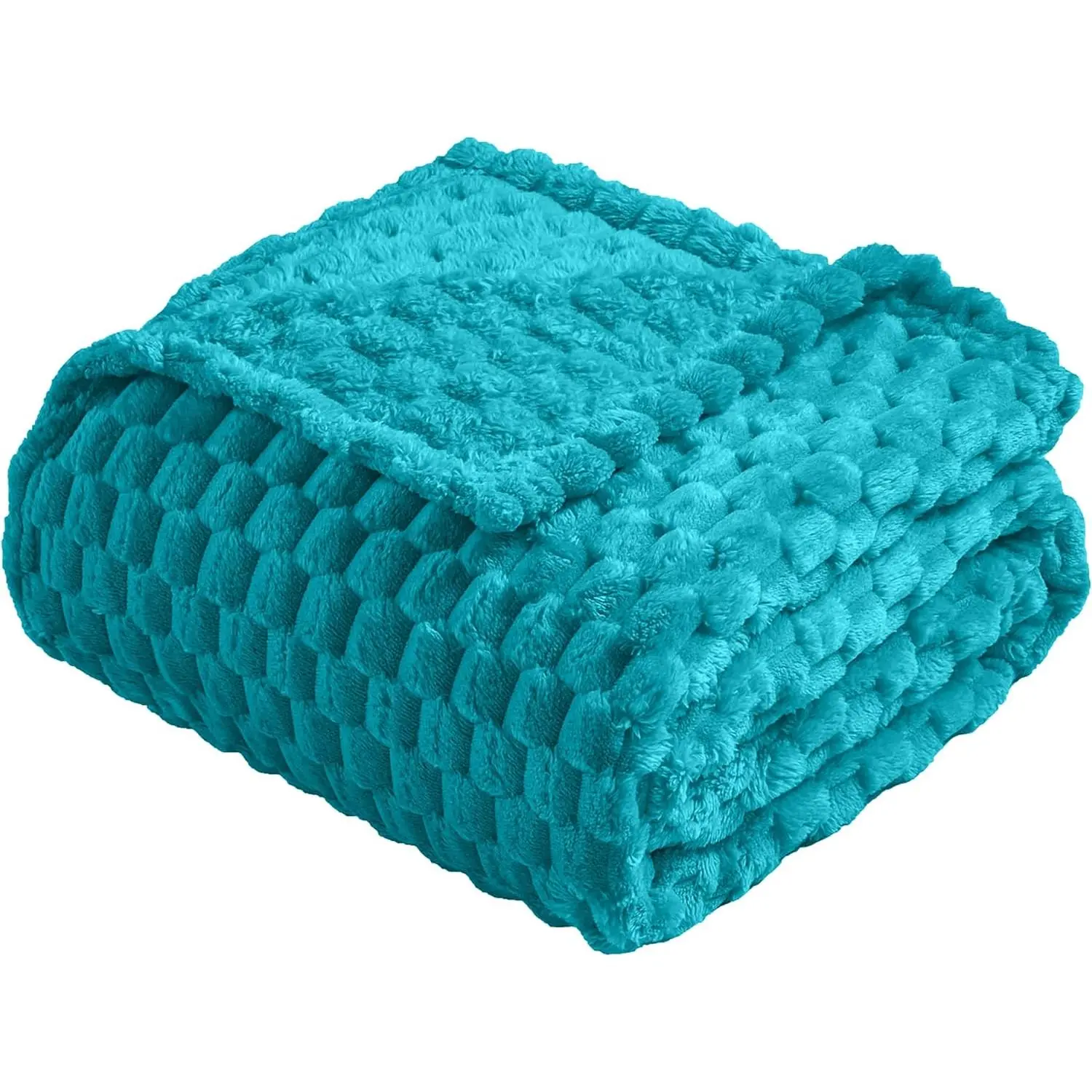 Flannel Fleece Throw Blanket (50x70 in) - 300GSM Contemporary Modern Home Interior Fuzzy Texture Teal Blanket for Couch/Bed/Chair, Cozy Lightweight All-Season Decor, Cozy Setup