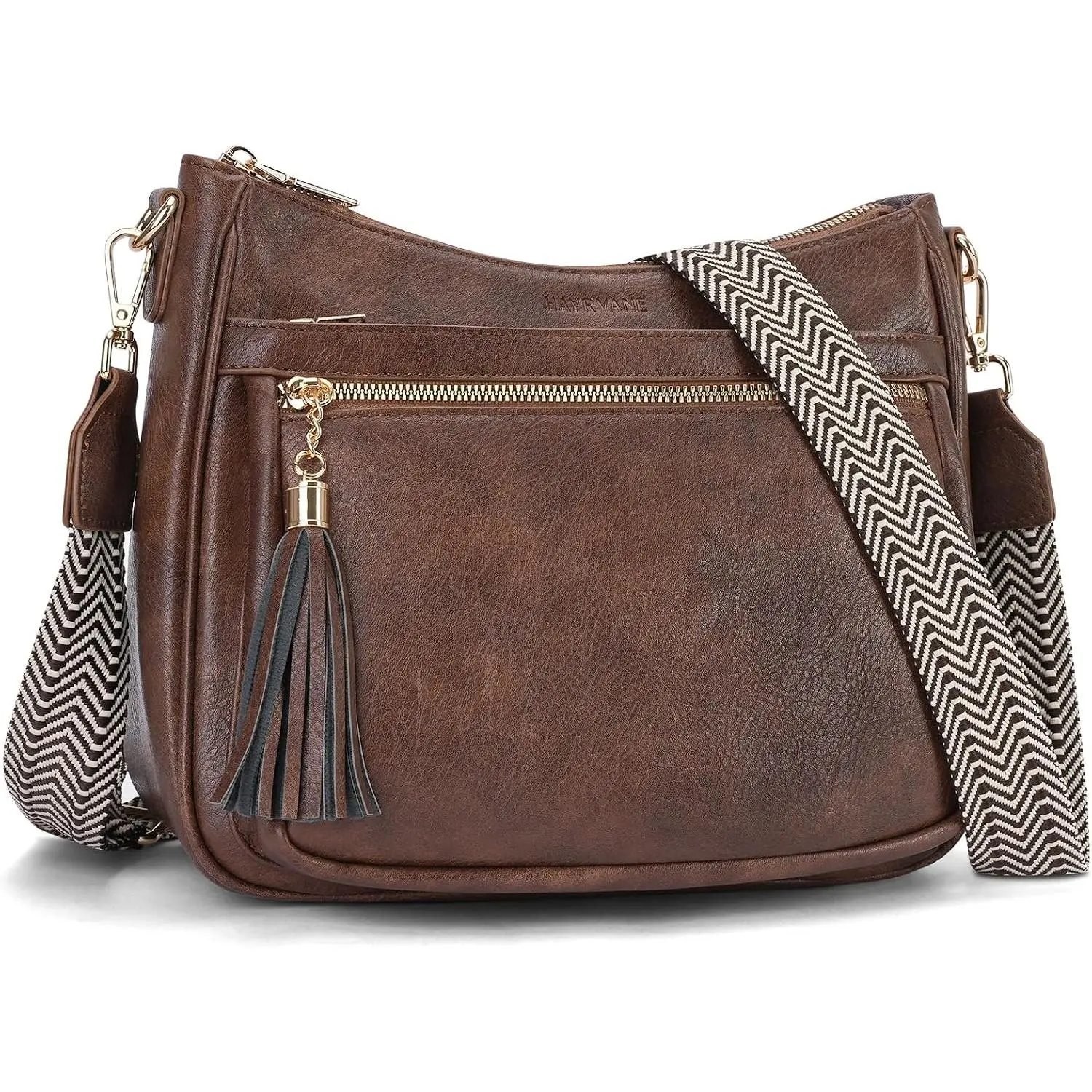 Medium Crossbody Bags for Women, Vegan Leather   Purses Multi Pockets  Handbags with Tassel