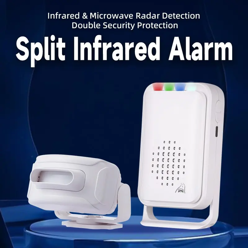 Split Driveway Alarm, Motion Detectors, Dual Sensor Detection Anti-False Alarm, Accurate Alert, 280M Long Transmission, Multiple Ringtones & Vibration Reminder, Dual Power Supply for Home, Garage, Yard And Outdoor Security
