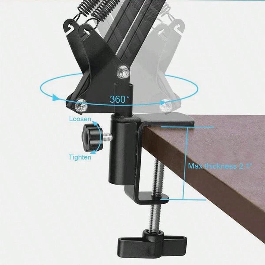 Adjustable Microphone Stand, Suspension Boom Scissor Arm Mic Bracket, Desk Mic Stand for Studio Recording Live Video Broadcasting Online Singing, Bedroom Accessories