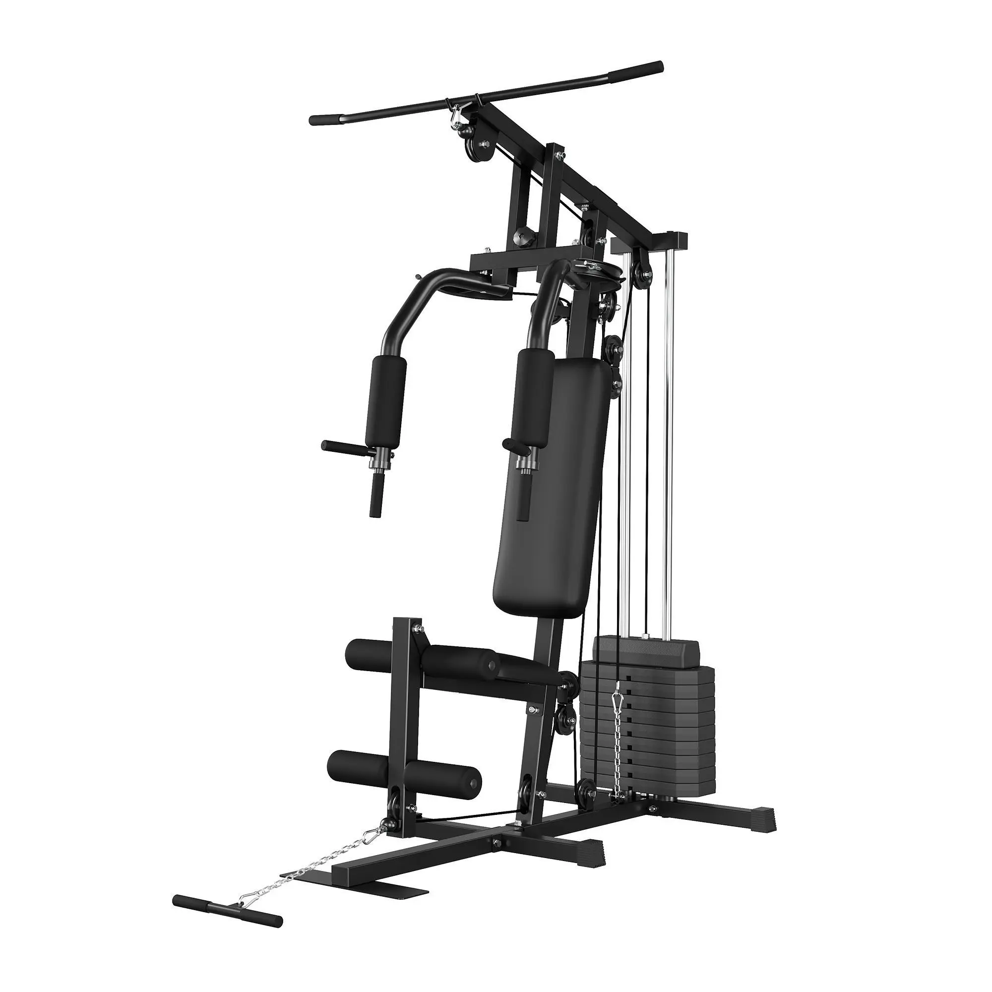 Multi-Station Home Gym System, Carbon Steel Workout Machine for Full Body Strength Training, 100LBS Weight Stack with High Pulley, Seated Row & Leg Extension, Leg Extension Machine, 100Lbs Stack