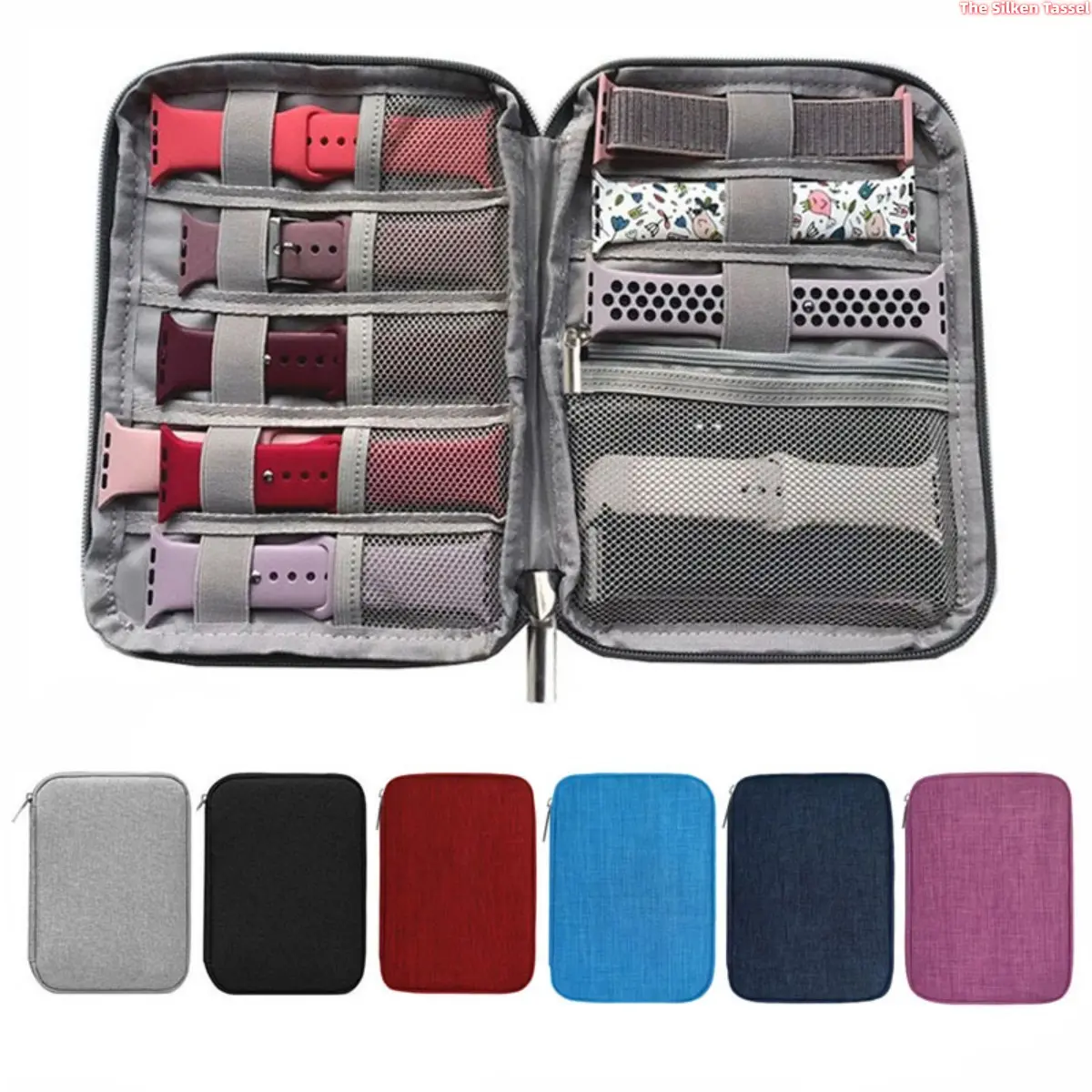Multifunctional Apple Watch Band Storage Organizer Bag, Portable Travel Carrying Case for iWatch Straps, Watch Face, Charging Cables & Small Smart Watch Accessories, Waterproof Lightweight Digital Accessory Pouch tiktokshopbacktoschool