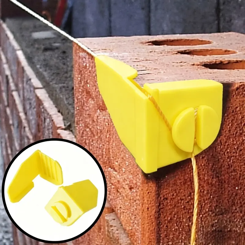 4-piece construction worker line anchor clips, plastic brickworking tools, brick positioning, brick laying tools, used for fixing lines at the corner points of bricks/brick blocks, yellow