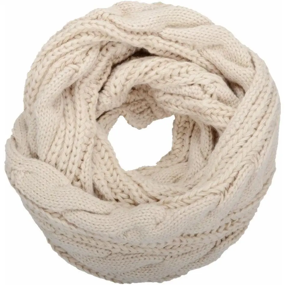 Unisex Ultra-Soft Cable Weave Chunky Knit Scarf - Adults' Warmth Focus Thick Ribbed Winter Infinity Circle Scarf with Flattering Twist Design, Dark Grey, 53" Circumference x 11"w