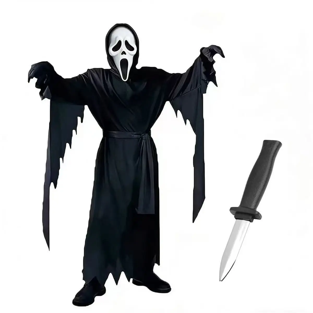 Halloween Horror Adult Costume Set, Scream Movie Cosplay, Scary Knife Dress, Halloween Party Wear, Thrilling Halloween Attire