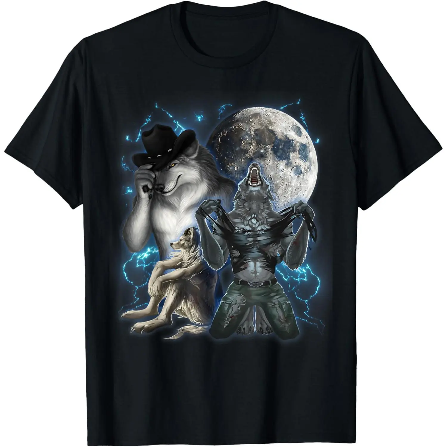 Men's Unisex Classic Streetwear Cotton T-Shirt - Cringe Alpha Wolf Graphic Print, Round Neck, Short-Sleeve, Breathable, Relaxed Fit Top