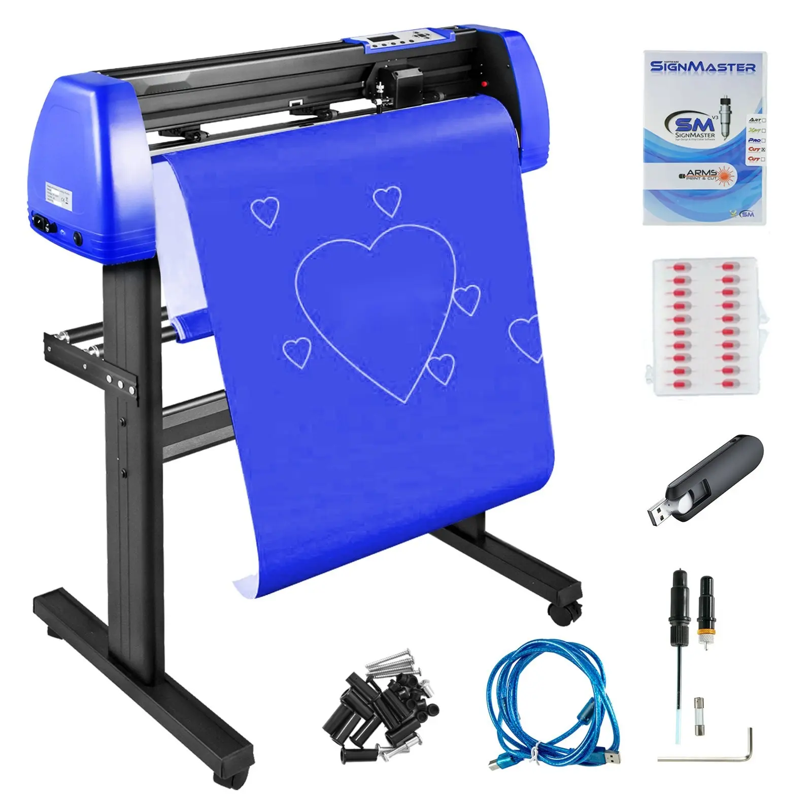 28-Inch High-Precision Vinyl Cutter Plotter Machine with 20 Blades, 28" Feed, 720mm Paper Feed Capacity, 0.01mm Precision Cut, Aluminum Body, Backlit LCD, Sturdy Floor Stand, Adjustable Cutting Force & Speed for Sign Making, Vinyl Lettering, Decals, Sign,