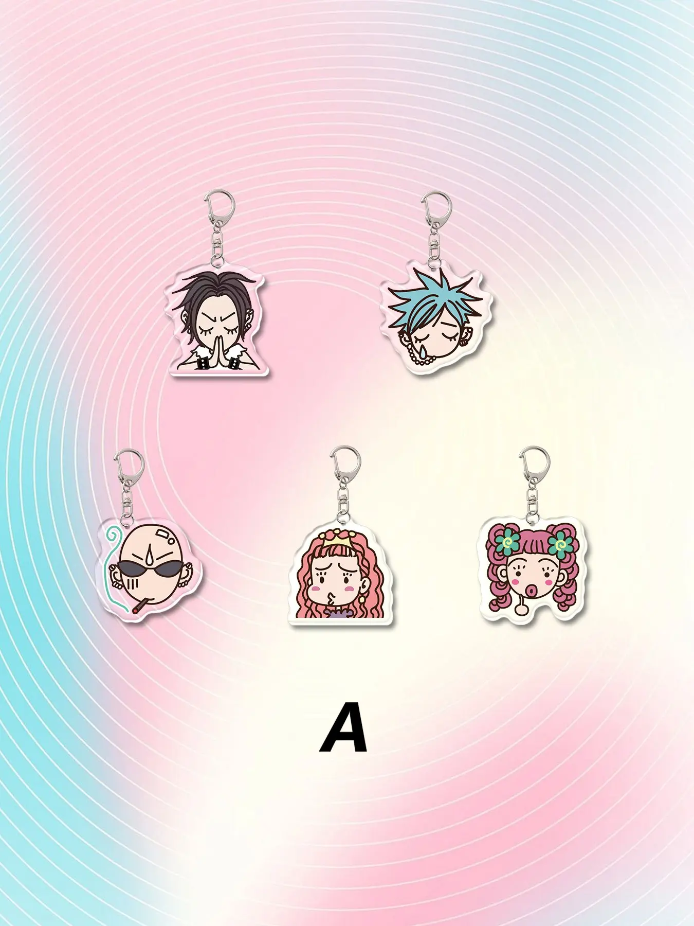 5pcs Acrylic Cute Cartoon Big-Head Nana Theme Keychain Pendant, Backpack Accessory, Bag Charm, Wallet Pendant, Friend Gift, All Seasons